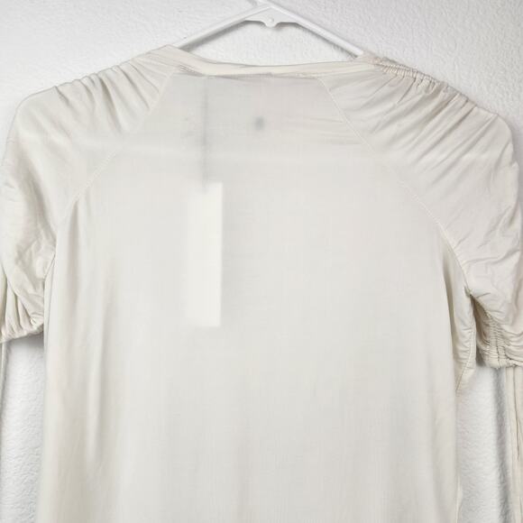 Jonathan Simkhai Short Sleeve Cream Shirt Ruched Shoulders Size Small NWT - Picture 6 of 10